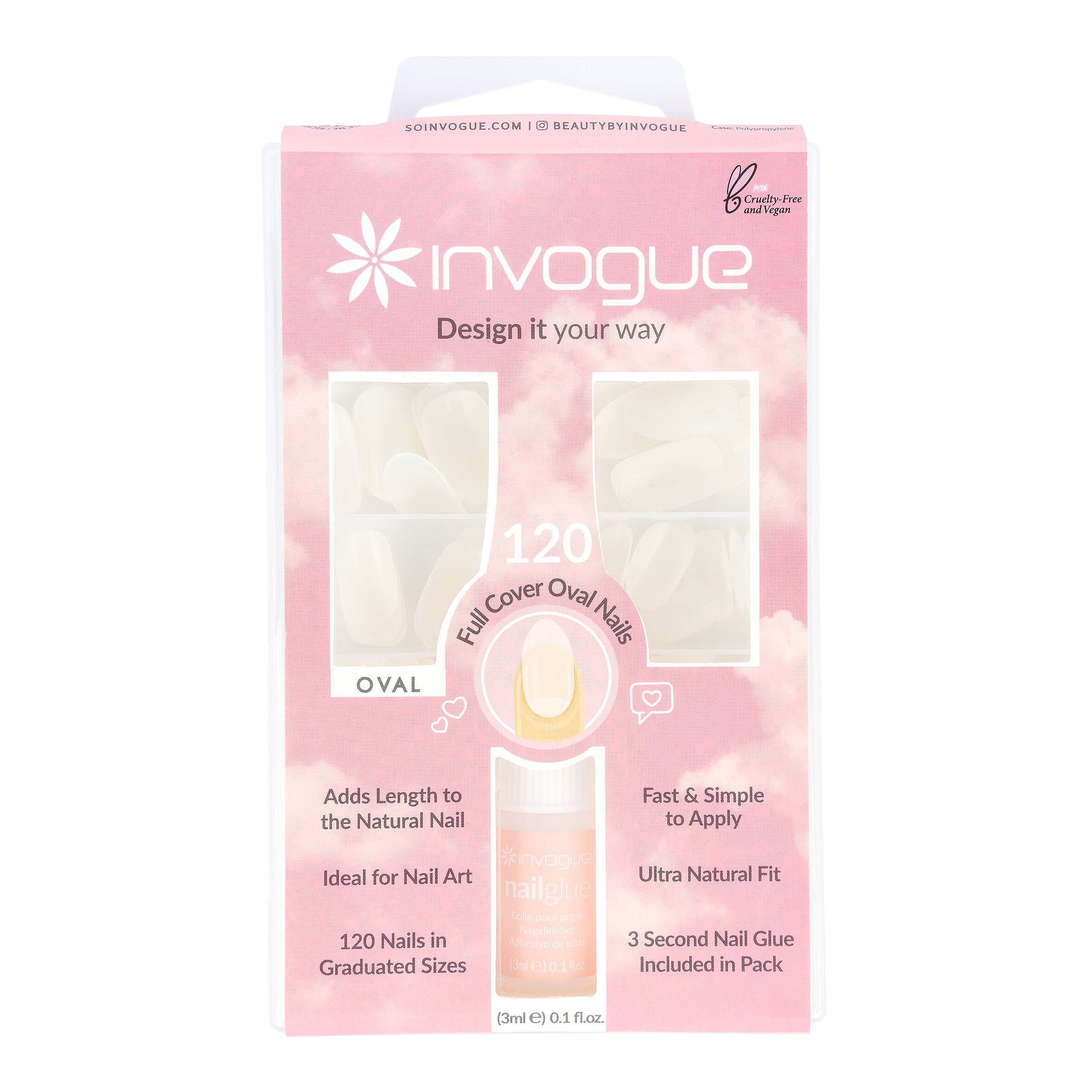 Invogue Full Cover Oval Nails 120stk