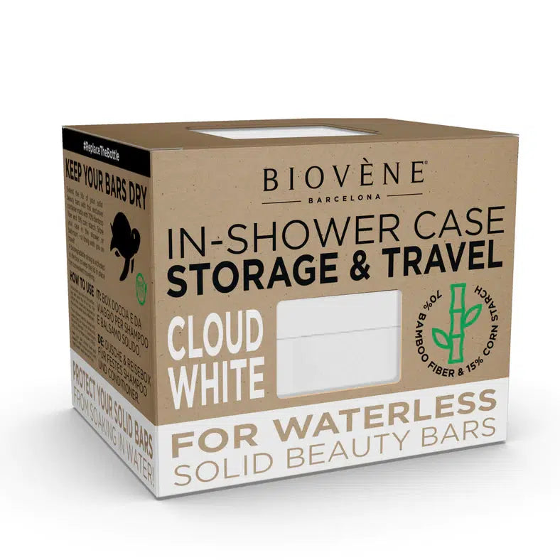 Biovéne Bamboo In-Shower Case for Storage & Travel - Cloud White