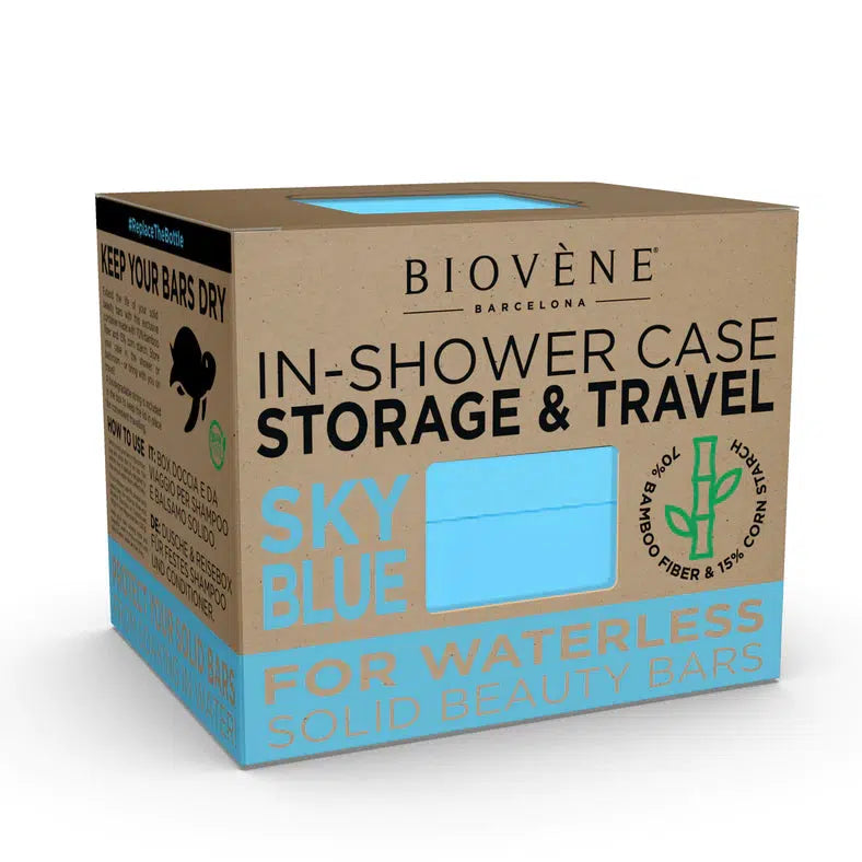 Biovéne Bamboo In-Shower Case for Storage & Travel - Sky Blue