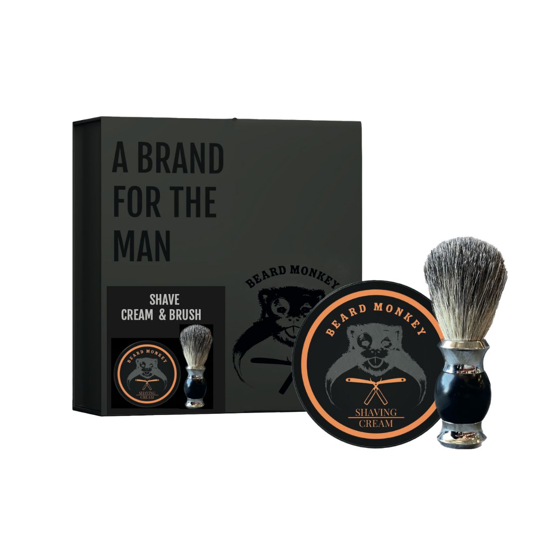 Beard Monkey Shave Cream & Brush Gjafasett