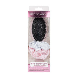 Brush Works Detangling Brush & Satin Scrunchies