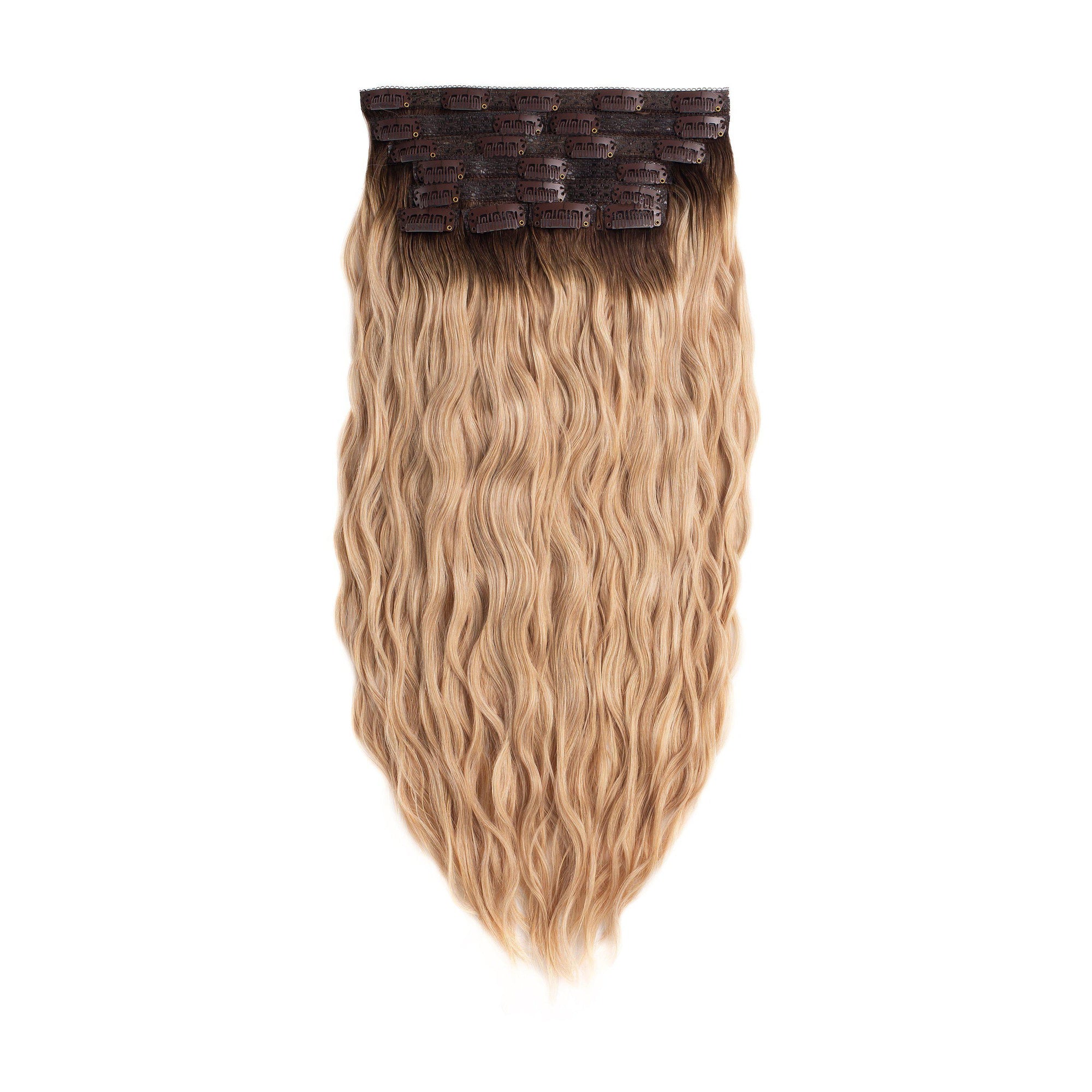 Glam Seamless Beach Wave Invisi Clip Rooted Butter Blonde - R2/60a