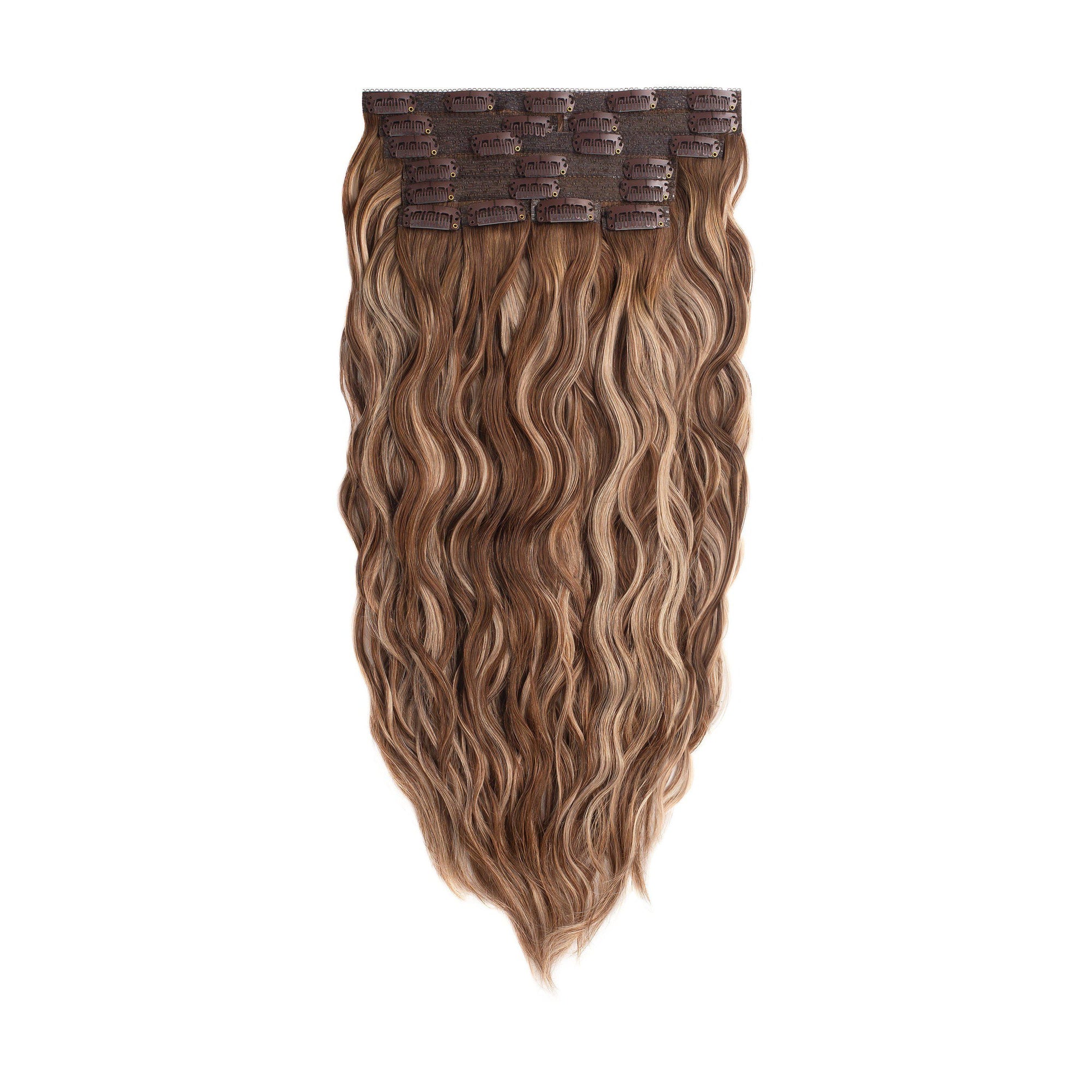 Glam Seamless Beach Wave Invisi Clip Rooted Caramelt Highlights - RH3/12