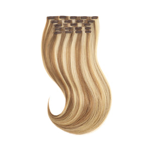 Glam Seamless Invisi Clip In Slétt Ash Brown Highlights - H9/613