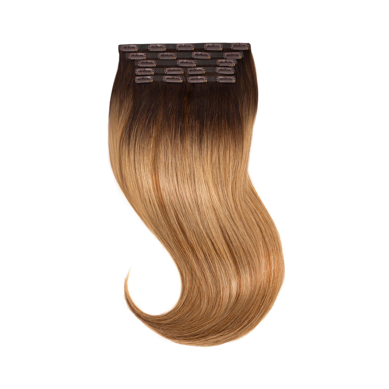 Glam Seamless Invisi Clip In Slétt Mocha Bronde Balayage