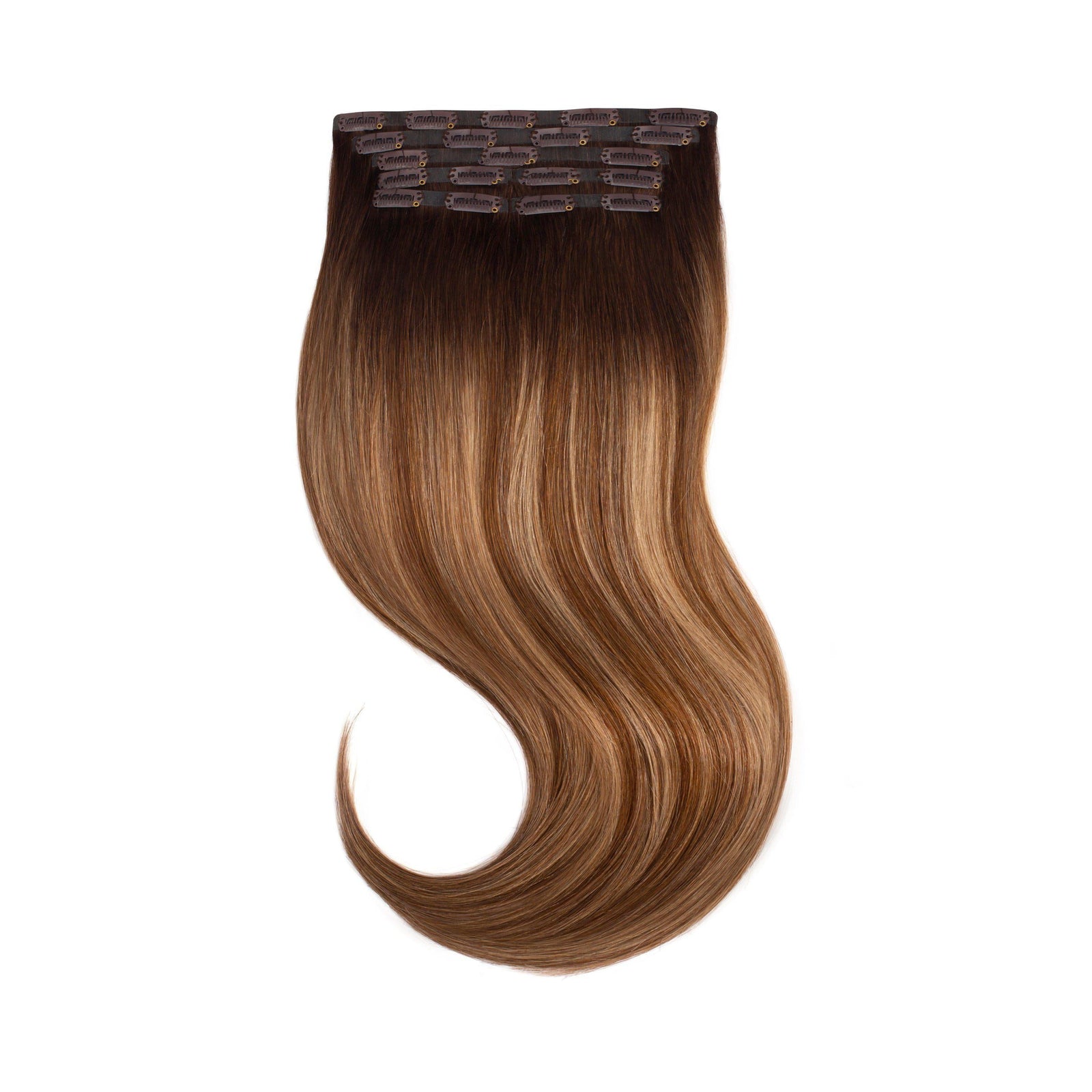 Glam Seamless Invisi Clip In Slétt Soft Brunette Balayage