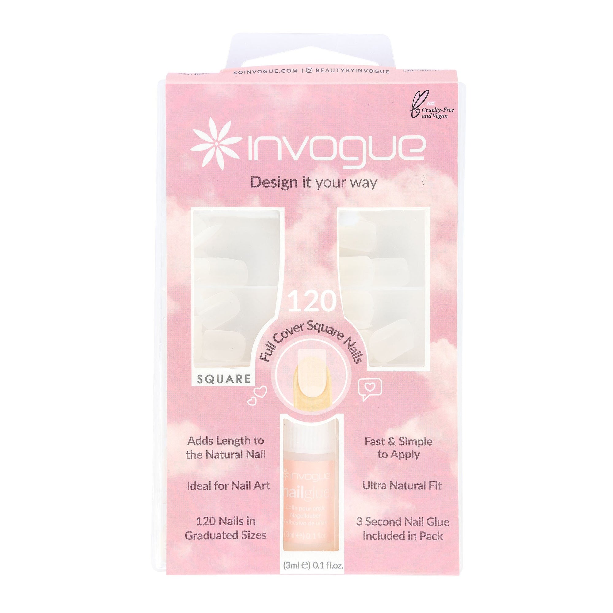 Invogue Full Cover Square Nails 120stk