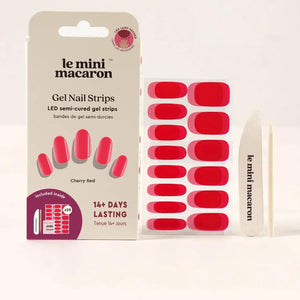 Le Mini Macaron Gel Nail Strips Cherry Red