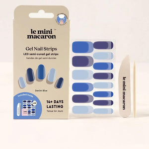 Le Mini Macaron Gel Nail Strips Denim Blue