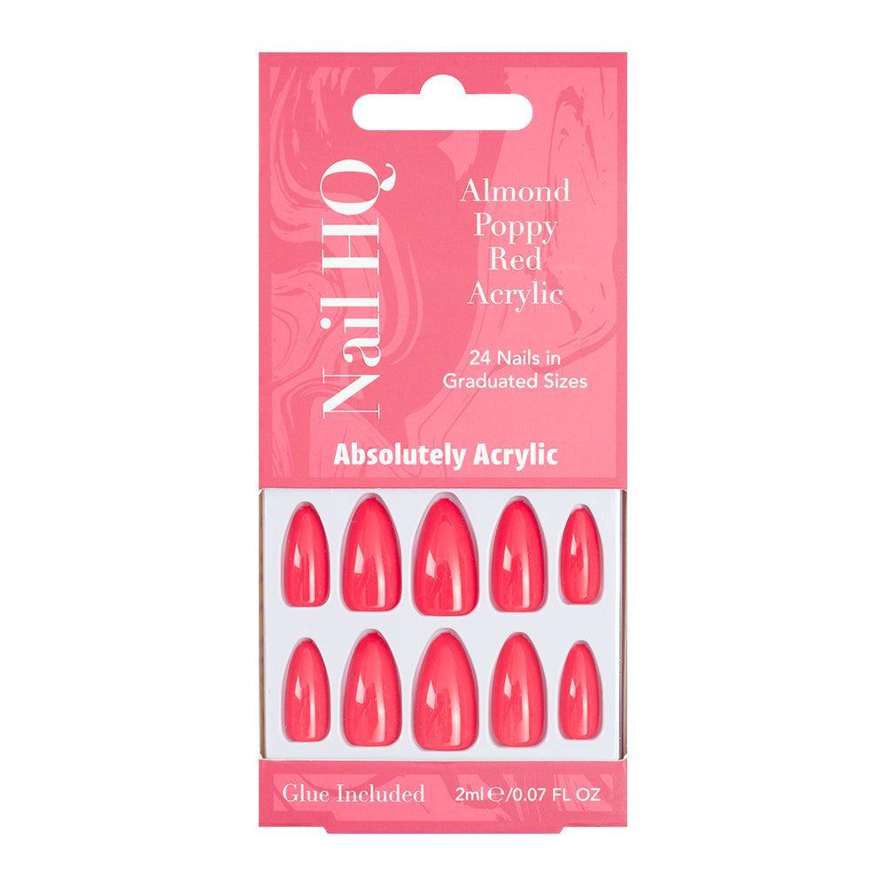 Nail Hq Almond Poppy Red Acrylic