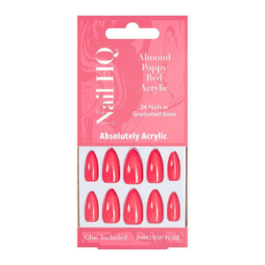 Nail Hq Almond Poppy Red Acrylic