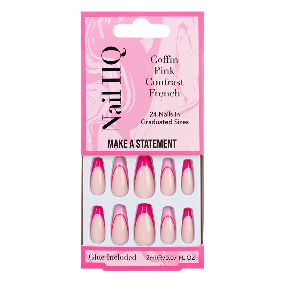 Nail Hq Coffin Pink Contrast French
