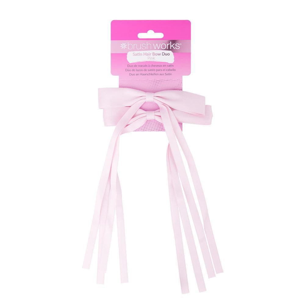 POS - Brush Works Satin Pink Hair Bow Duo