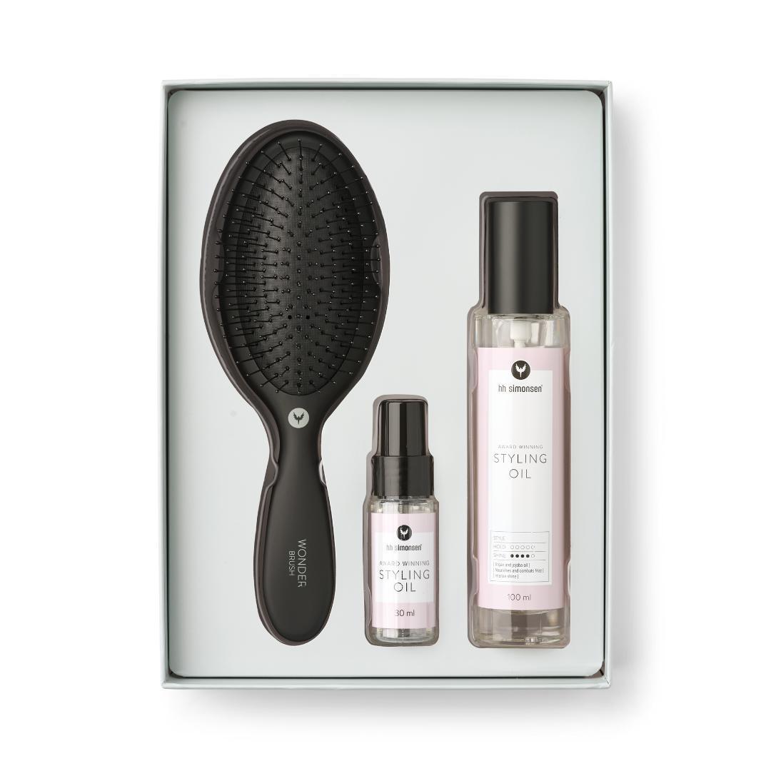 POS - HH Simonsen Styling Oil + Wonder Brush Gjafasett