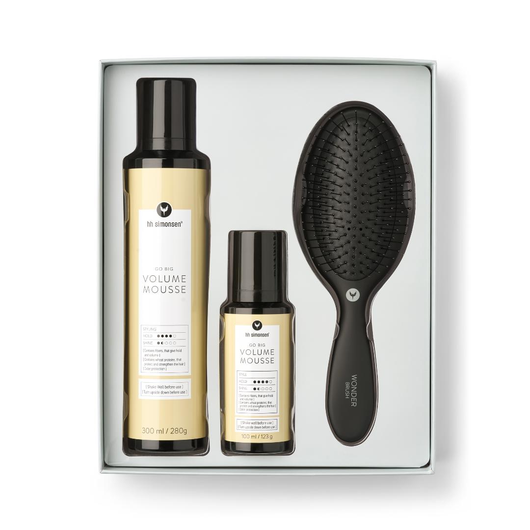 POS - HH Simonsen Volume Mousse + Wonder Brush Gjafasett