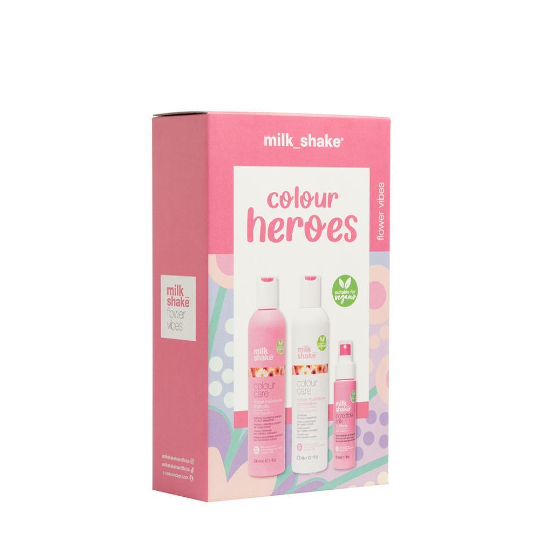 POS - Milk Shake Colour Care Flower Power Heros Gjafasett