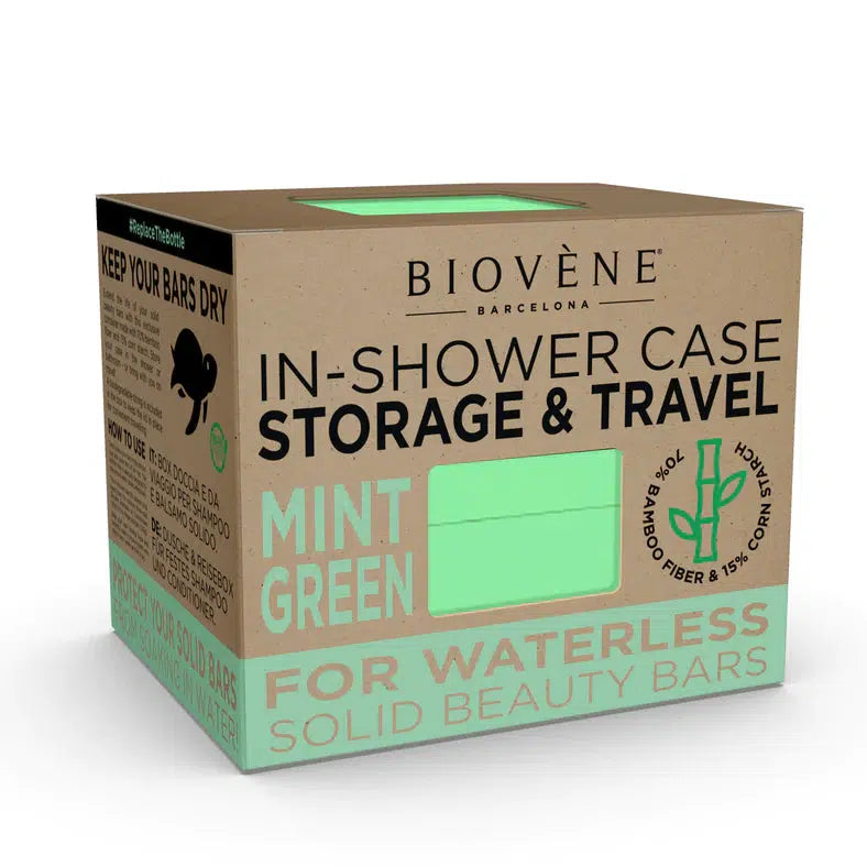 Biovéne Bamboo In-Shower Case for Storage & Travel - Mint Green