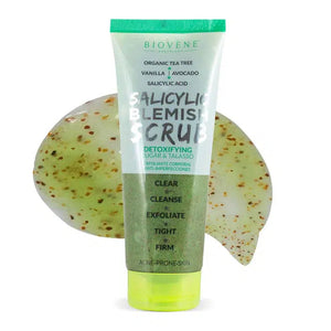 Biovéne Salicylic Blemish Scrub Detoxifying Organic Tea Tree Sugar & Talasso Body Exfoliator 250ml