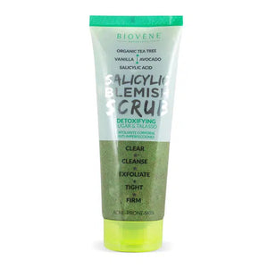 Biovéne Salicylic Blemish Scrub Detoxifying Organic Tea Tree Sugar & Talasso Body Exfoliator 250ml