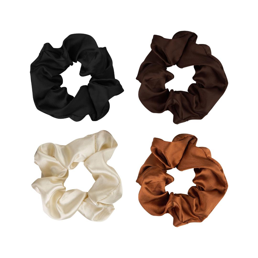 Brush Works Nude Satin Scrunchies 4stk