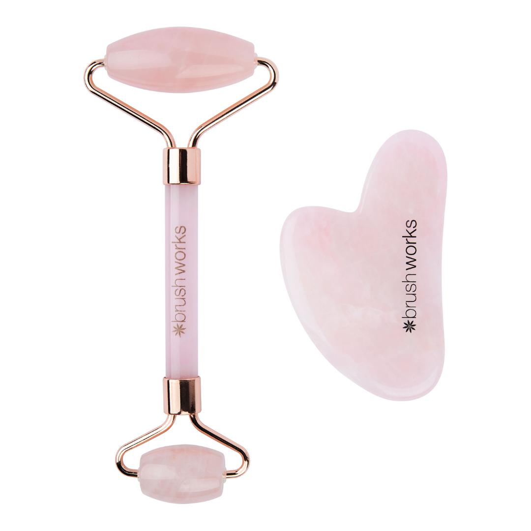Brush Works Rose Quartz Roller & Gua Sha