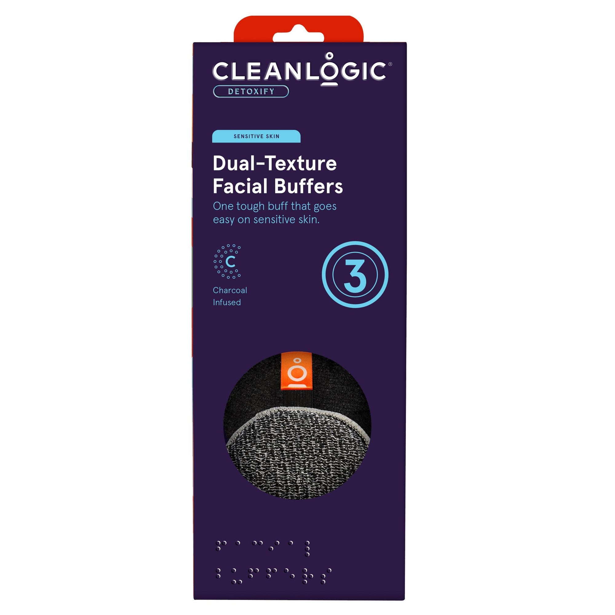 Cleanlogic Charcoal Dual-Texture Facial Buffers