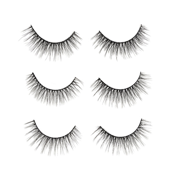 Invogue Lash Vault – Girl Next Door Wimpern-Set, 3 Paar Wispy Volumen-Wimpern, Wiederverwendbar